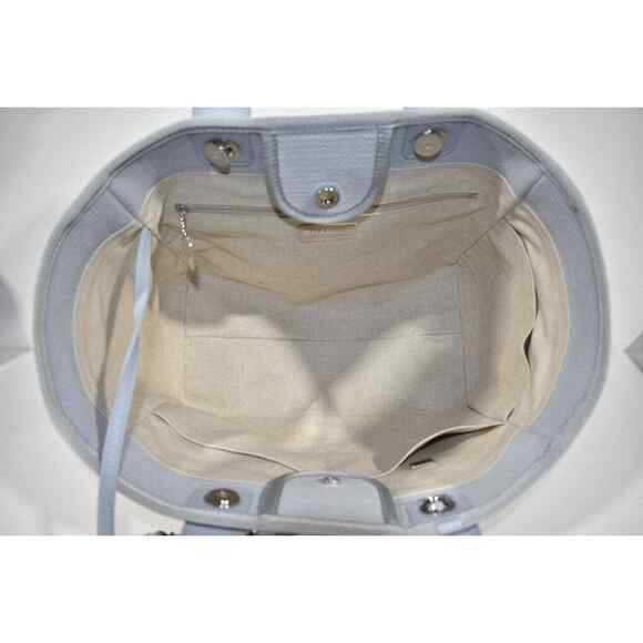 Chanel 22S Deauville Grey Large Shopping 30cm 2Way Silver Chain Handle Tote Bag - Picture 11 of 12